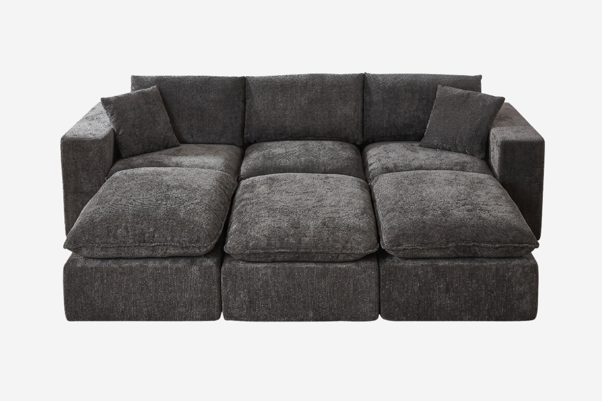 ZORVA 108" 6-Seater Sofa with 3 Ottomans