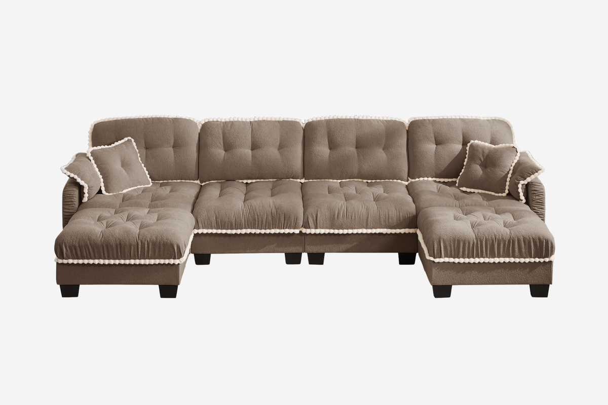 SANDRA 131" 4-Seater Sofa With 2 Ottomans
