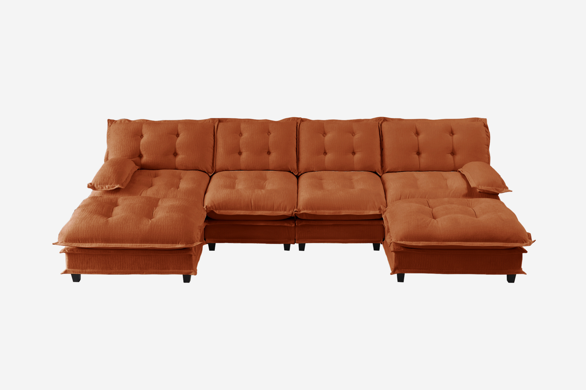 MARLOX 138" 4-Seater Sofa with 2 Ottomans