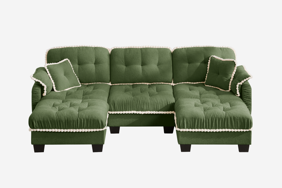 SANDRA 100" 3-Seater Sofa With 2 Ottomans