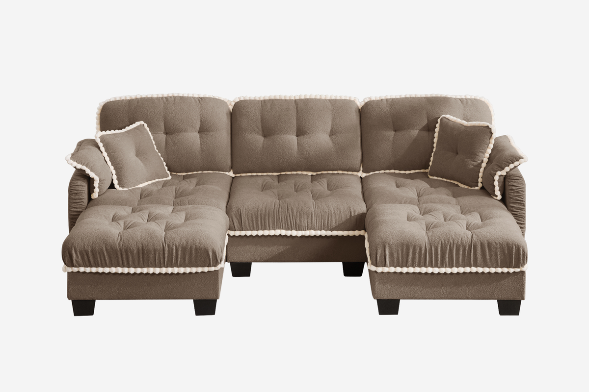 SANDRA 100" 3-Seater Sofa With 2 Ottomans