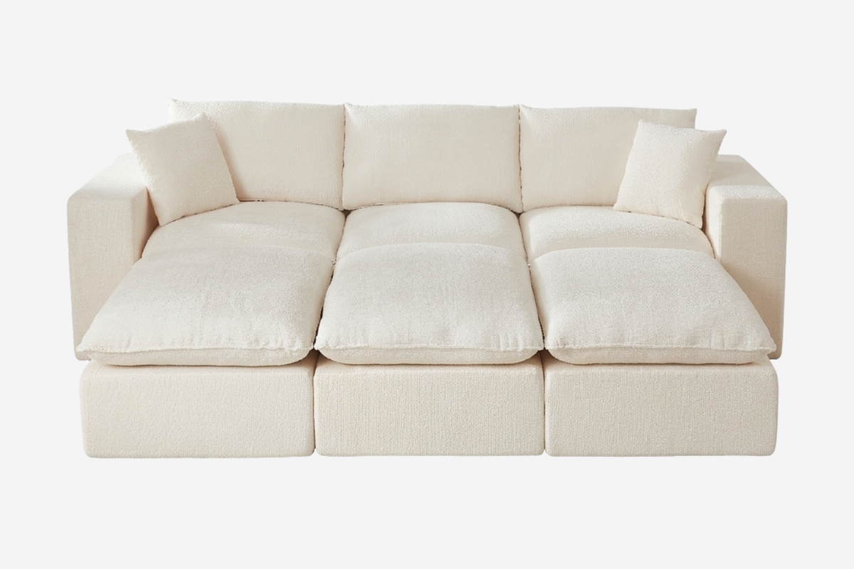 ZORVA 108" 6-Seater Sofa with 3 Ottomans