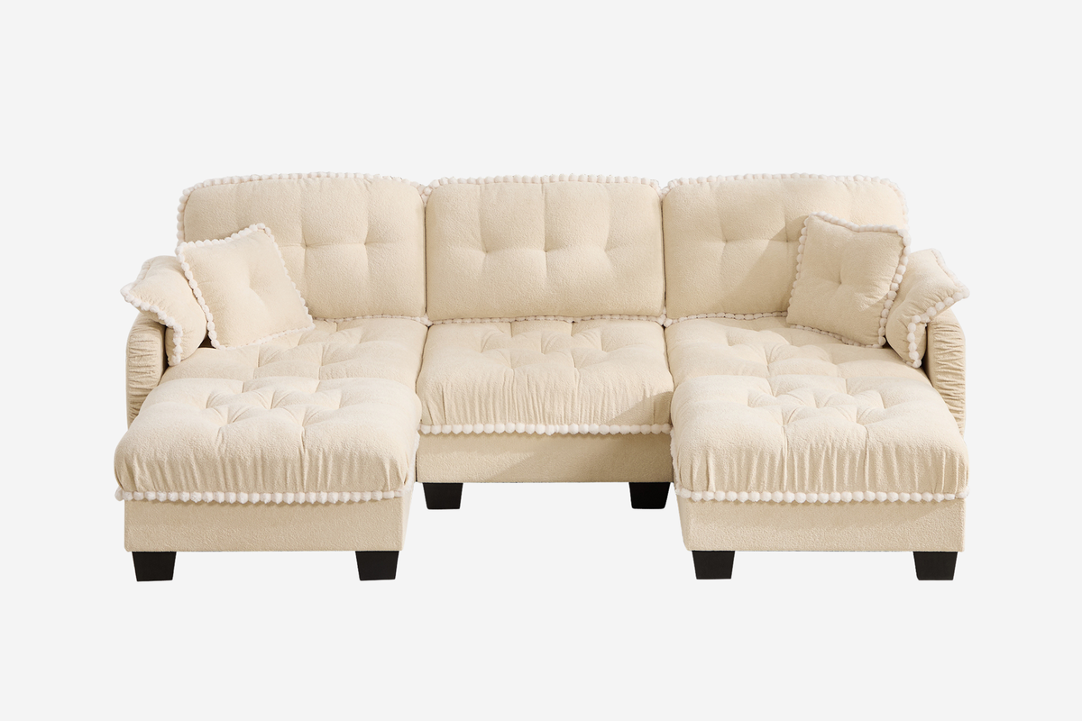 SANDRA 100" 3-Seater Sofa With 2 Ottomans