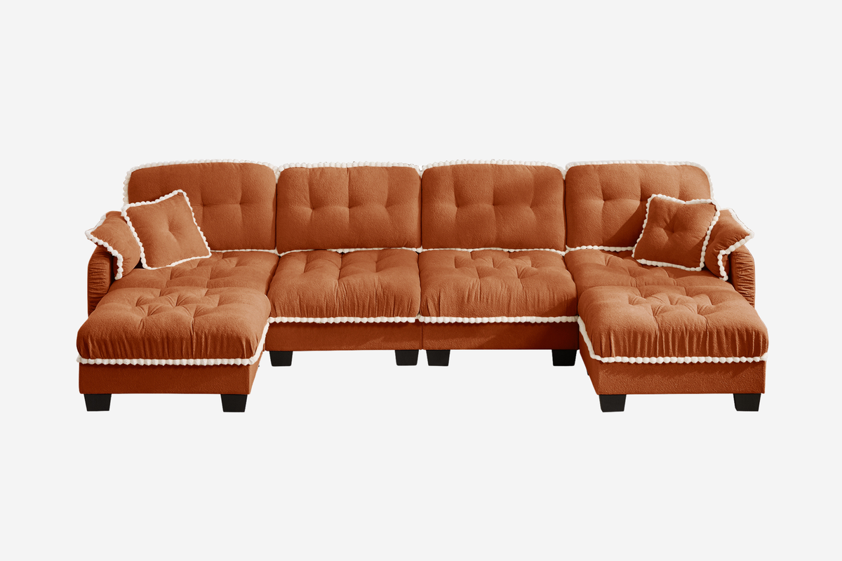 SANDRA 131" 4-Seater Sofa With 2 Ottomans