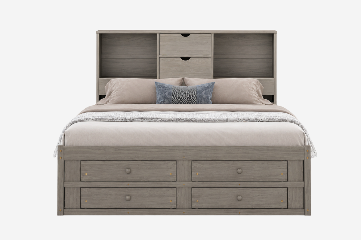 TOVARIX King Size Bed Frame with Storage