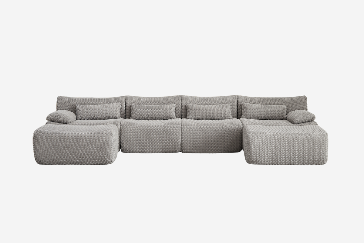FLOVEX 141" 4-Seater Sofa with 2 Ottomans