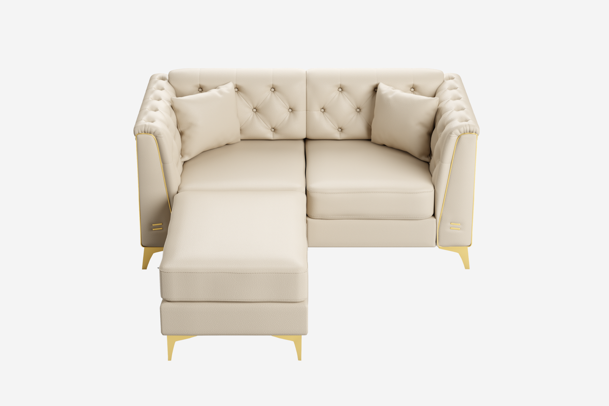 FALVINO Chesterfield 61" Loveseat Sofa with 1 Ottoman