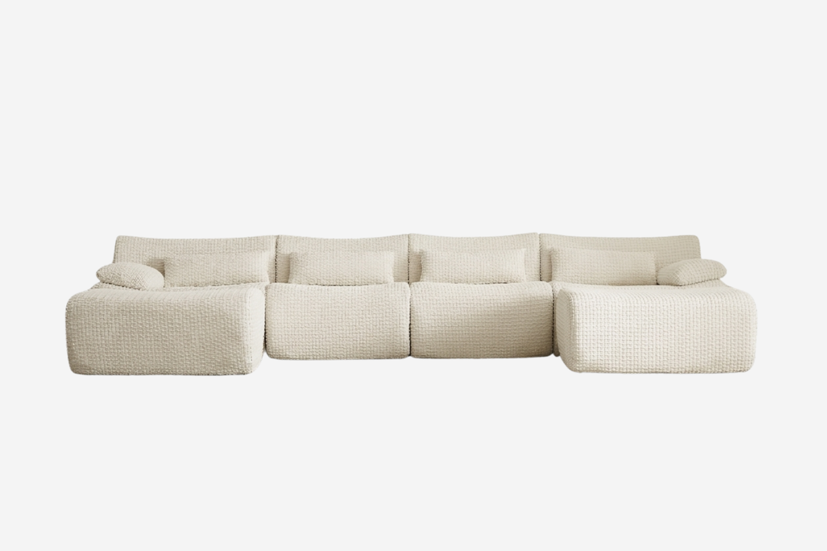 FLOVEX 141" 4-Seater Sofa with 2 Ottomans