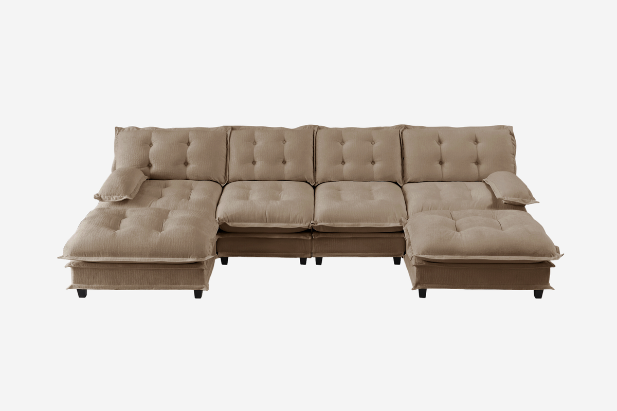 MARLOX 138" 4-Seater Sofa with 2 Ottomans