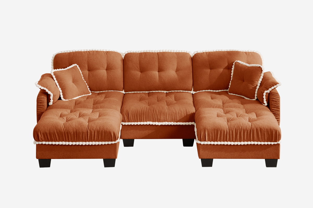 SANDRA 100" 3-Seater Sofa With 2 Ottomans