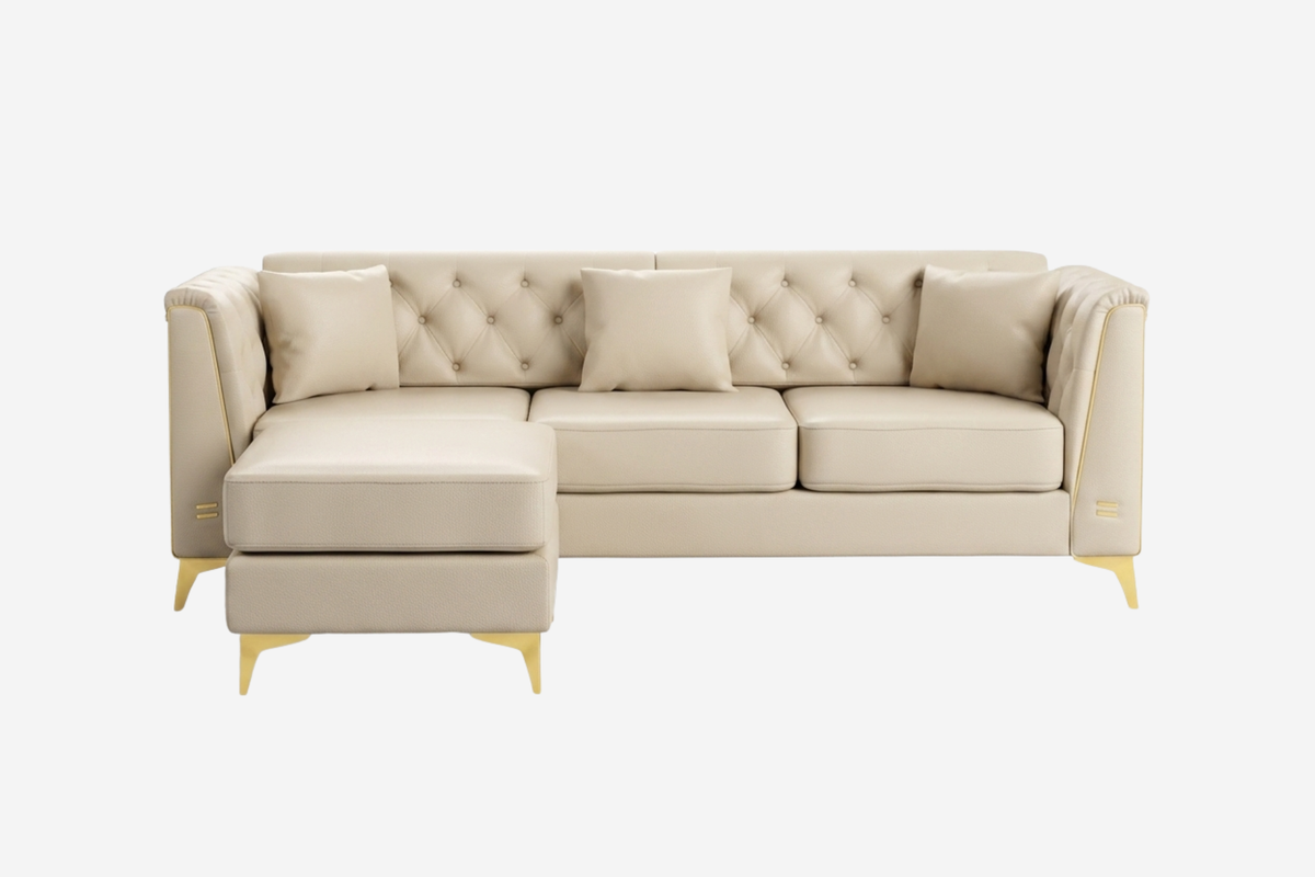 FALVINO Chesterfield 81" 3-Seater Sofa with 1 Ottoman