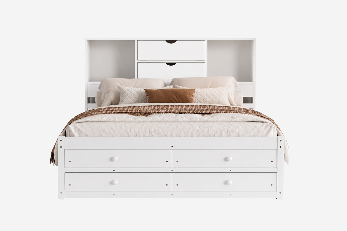 TOVARIX Queen Size Bed Frame with Storage