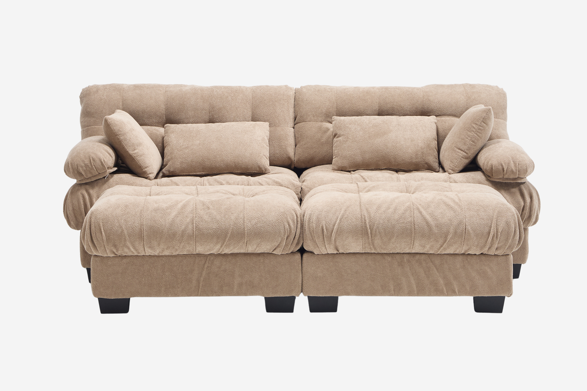 FELZARO 88" Loveseat Sofa with 2 Ottomans