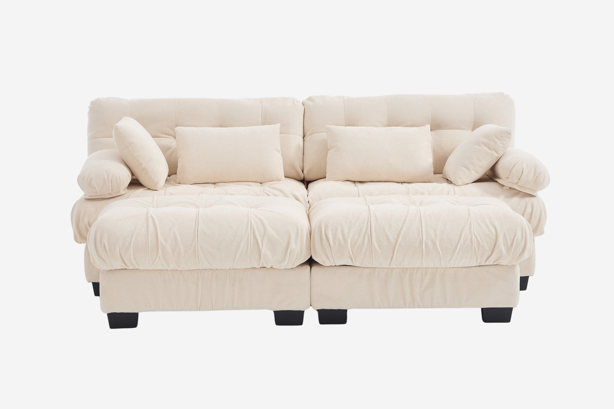 FELZARO 88" Loveseat Sofa with 2 Ottomans