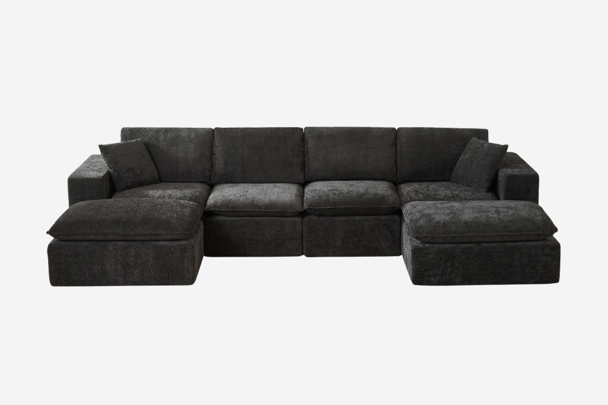 ZORVA 137" 4-Seater Sofa with 2 Ottomans