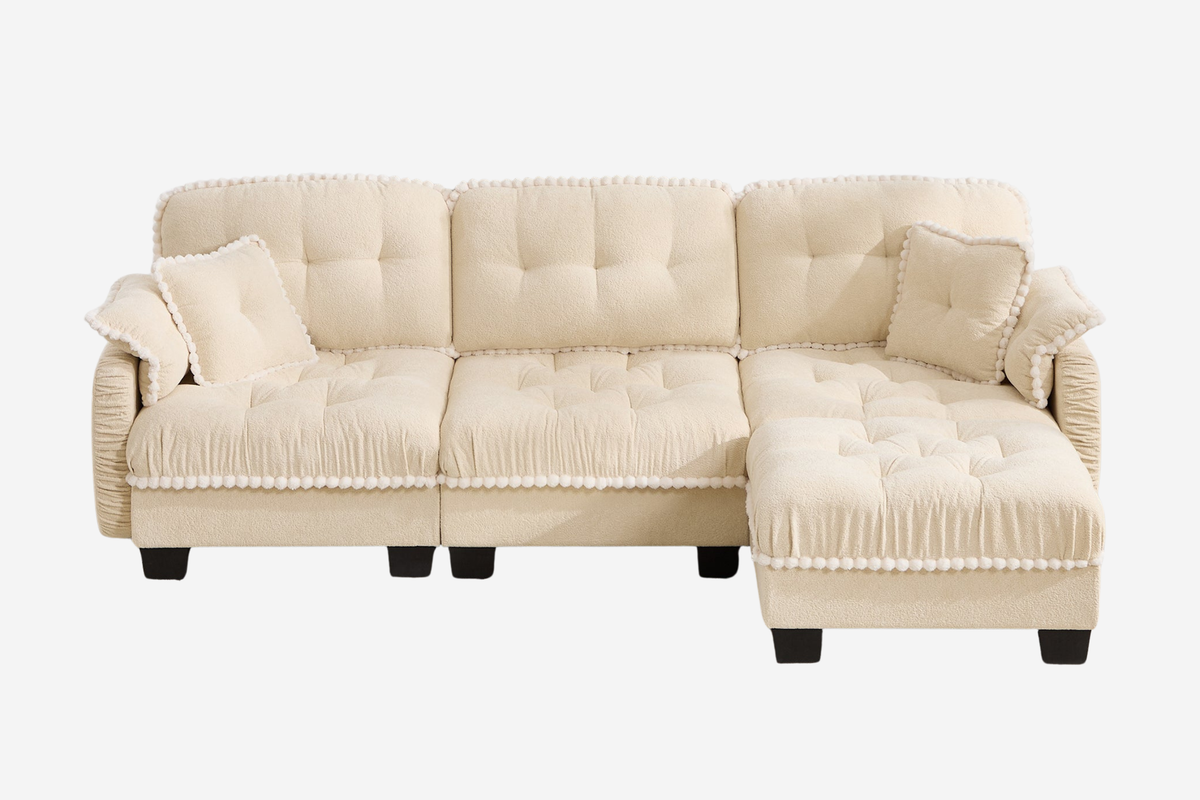 SANDRA 100" 3-Seater Sofa With 1 Ottoman
