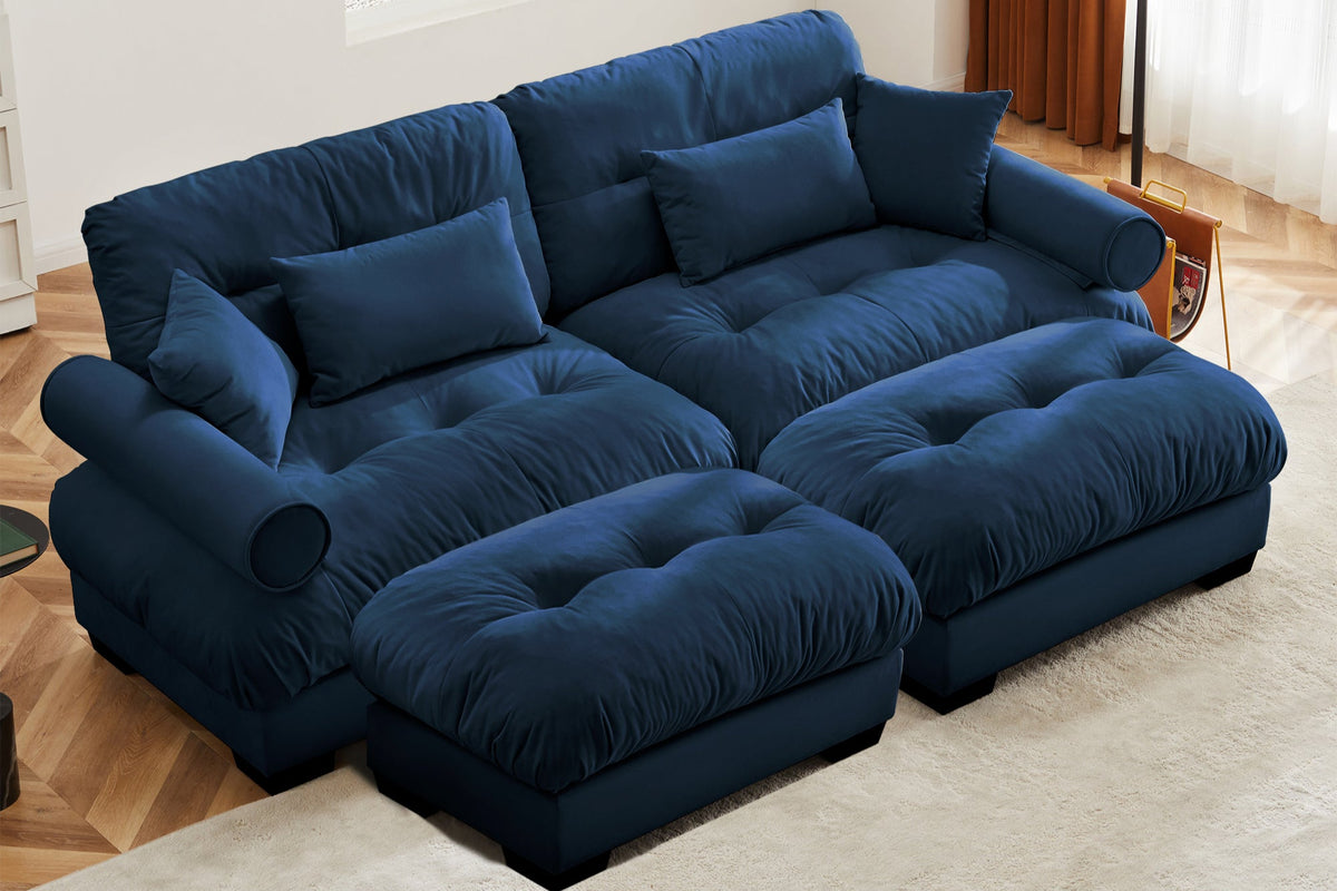 CLOUDIES 94&quot; Loveseat with 2 Ottomans