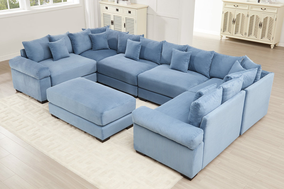 DESEO 137&quot; Sectional Sofa with Ottoman