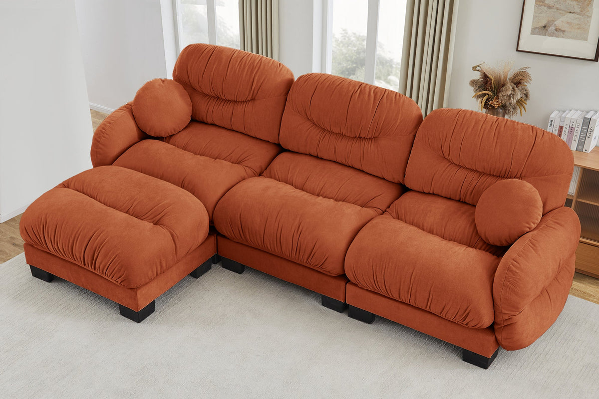 FLORA 116" 3-Seater Sofa With 1 Ottoman