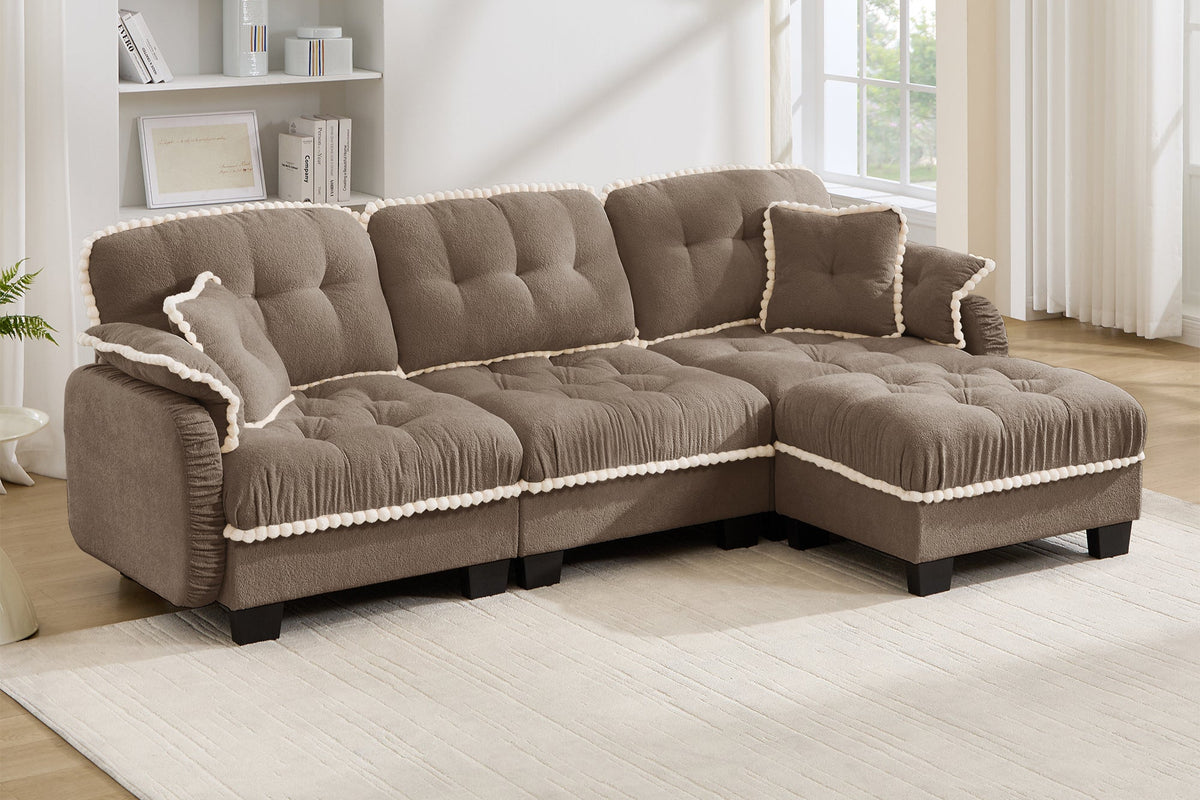 SANDRA 100" 3-Seater Sofa With 1 Ottoman
