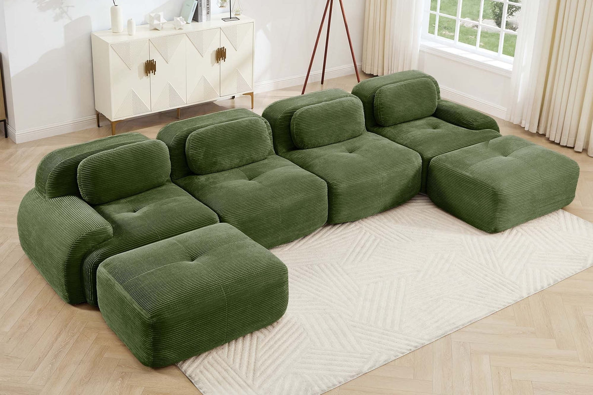MIA 152&#39;&#39; 4-Seater Sofa with 2 Ottomans