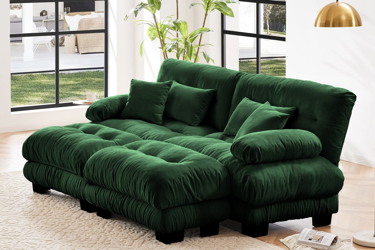 CLOUDIES 94&quot; Loveseat with 2 Ottomans
