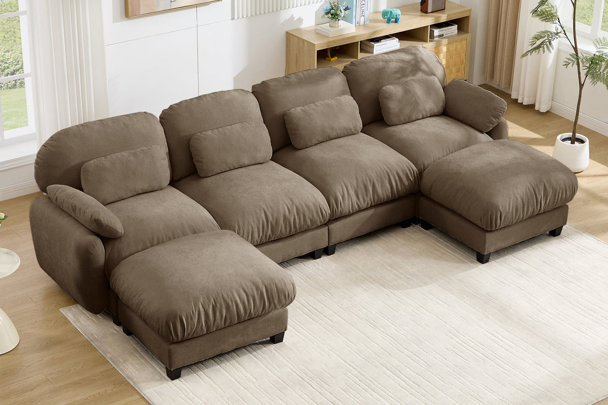 UNIONN 136" 4-Seater Sofa With 2 Ottomans