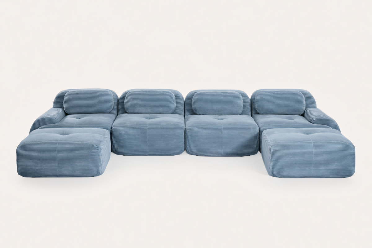 MIA 152&#39;&#39; 4-Seater Sofa with 2 Ottomans