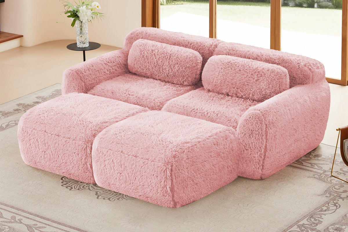 MELLOW 80" Loveseat with 2 Ottomans