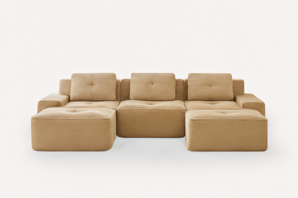 CORDELIA 117" 3-Seater Sofa with 2 Ottomans