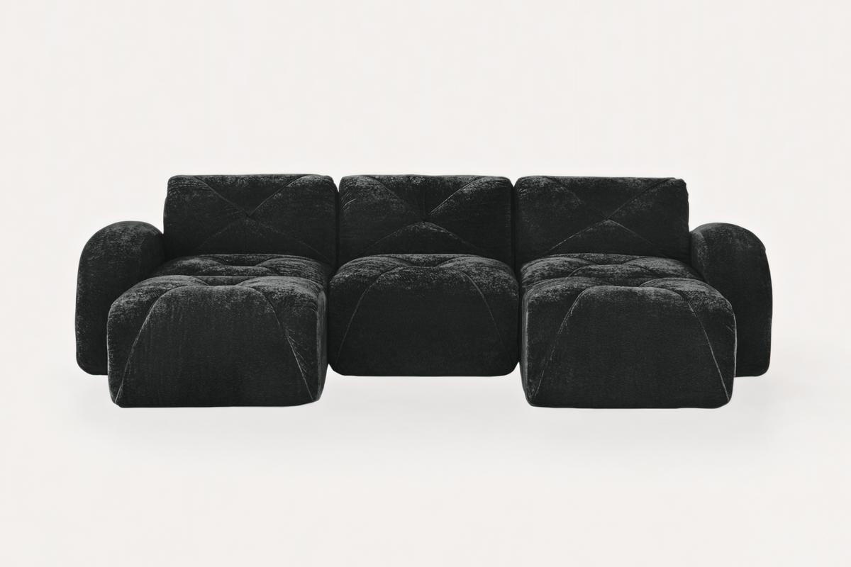 MYLO 110" 3-Seater Sofa with 2 Ottomans