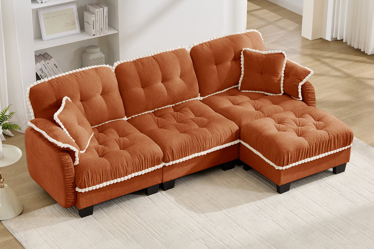 SANDRA 100" 3-Seater Sofa With 1 Ottoman