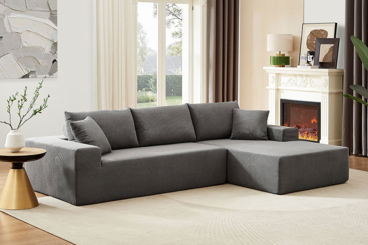 NOUVA 110&quot; Low Profile Corduroy Sectional