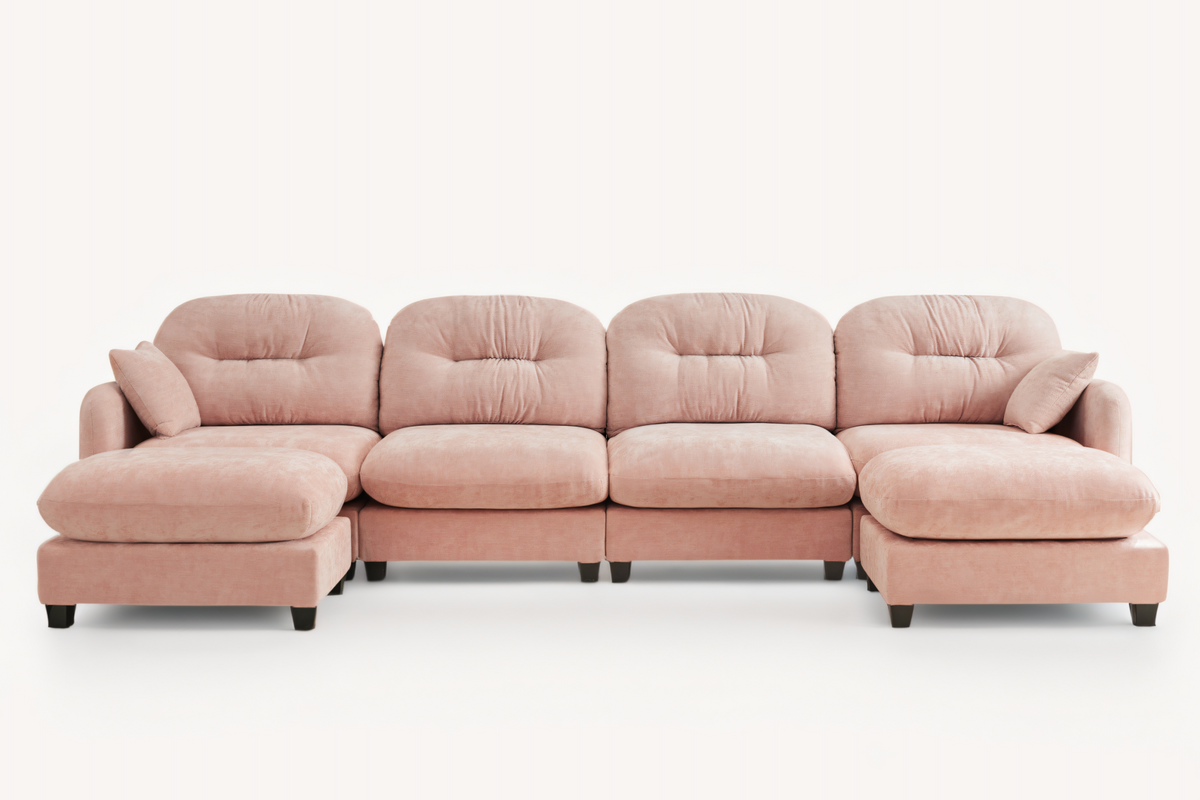 NUVIA 140&quot; 4 Seater Sofa with 2 Ottomans