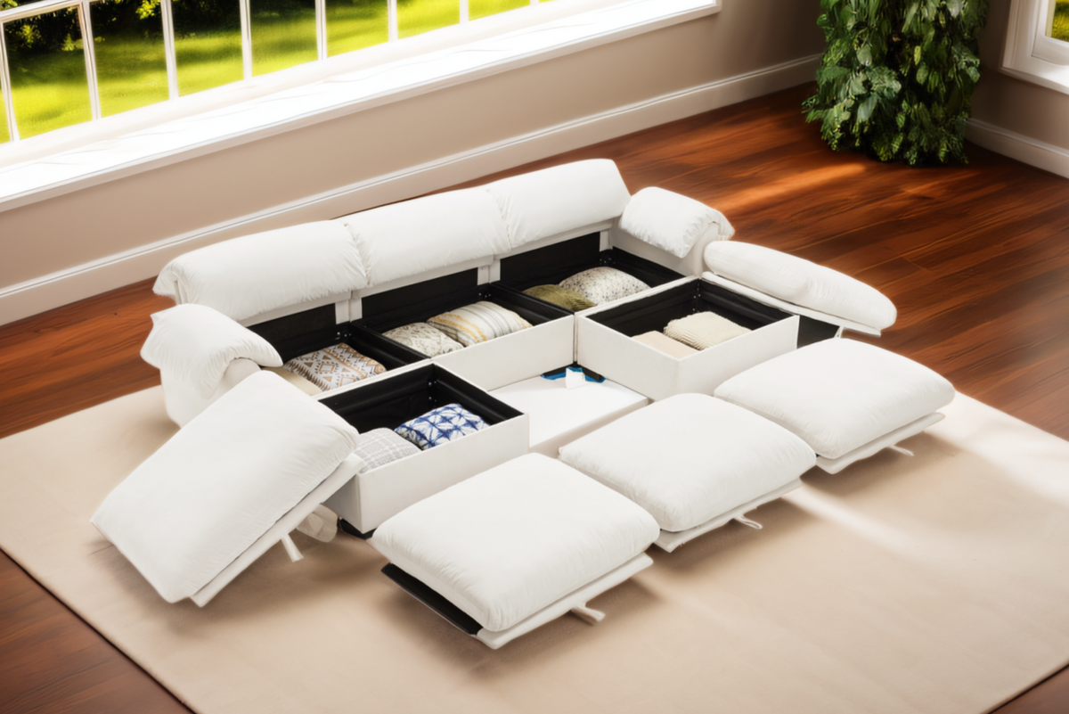 Parris 119&quot; Sofa 3 Seater With 2 Ottoman