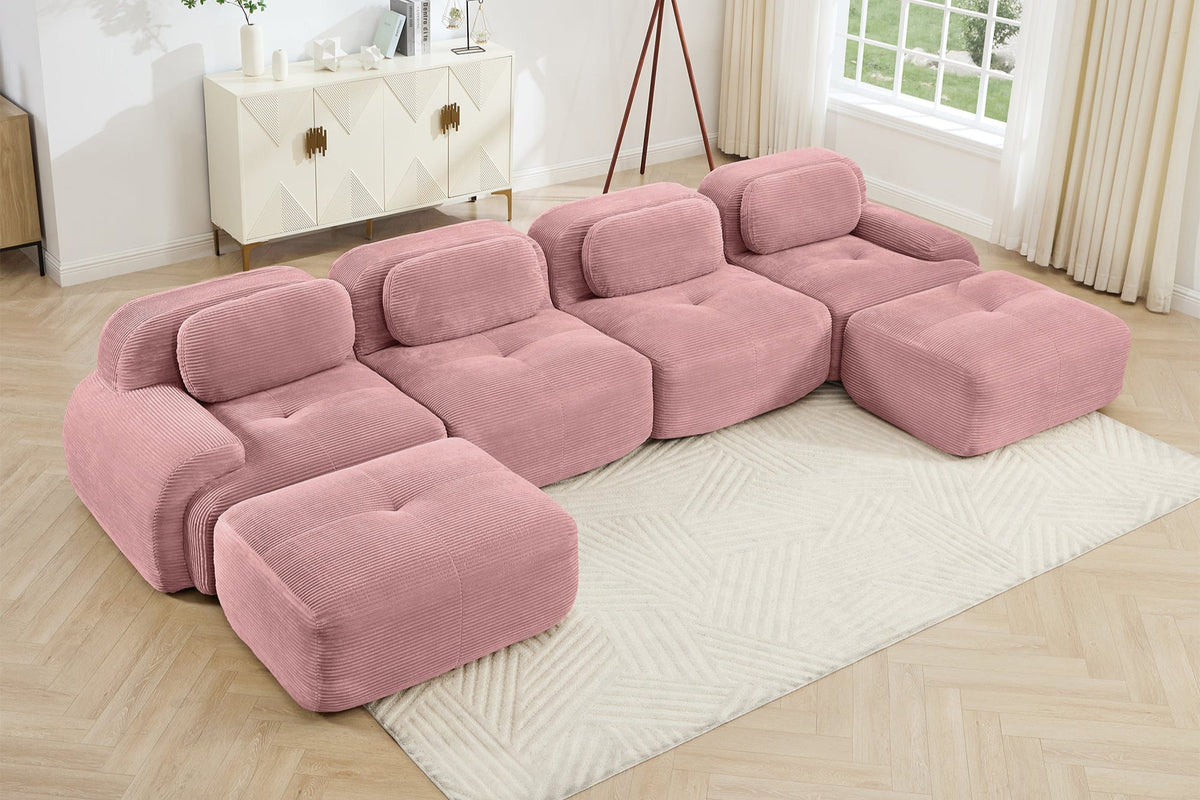 MIA 152&#39;&#39; 4-Seater Sofa with 2 Ottomans