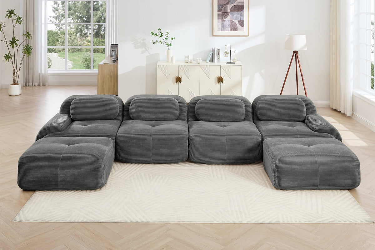 MIA 152&#39;&#39; 4-Seater Sofa with 2 Ottomans