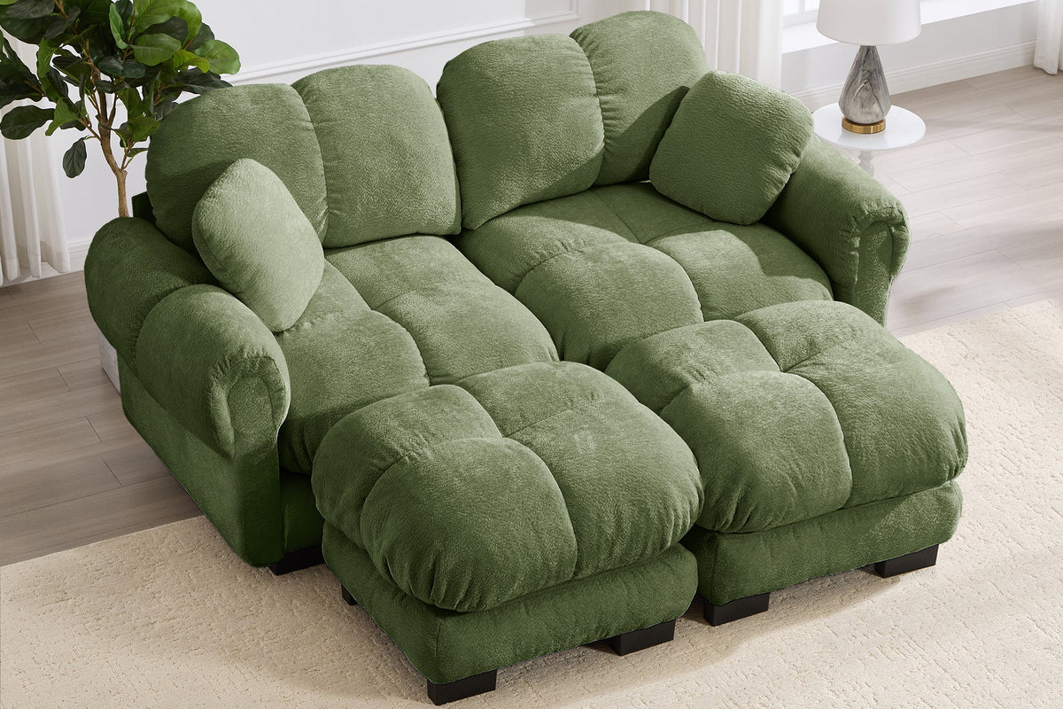 PRINCE 76" Loveseat With 2 Ottomans