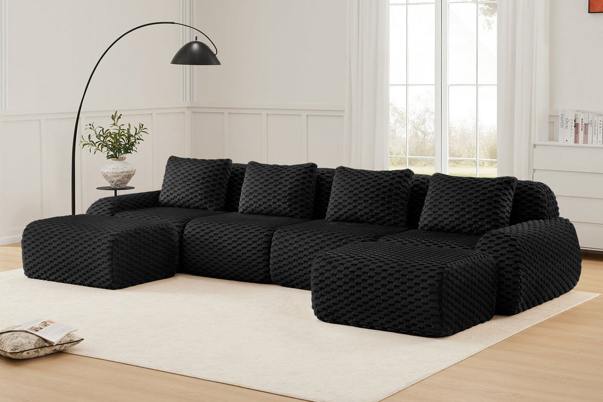 LAURENT 146" 4-Seater Sofa with 2 Ottomans