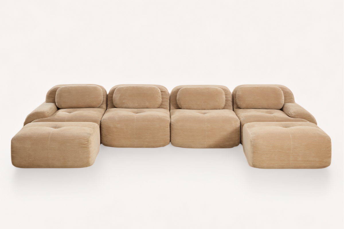 MIA 152&#39;&#39; 4-Seater Sofa with 2 Ottomans