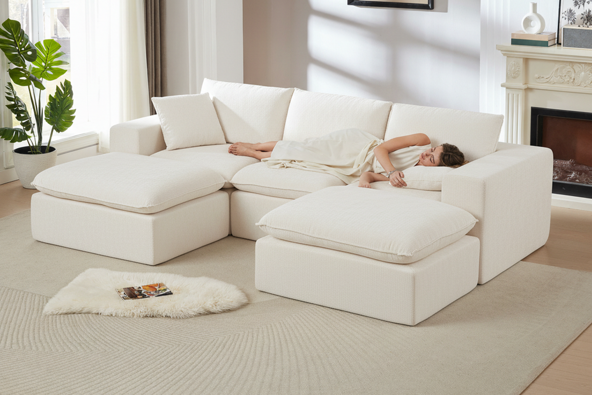 ZORVA 108" 5-Seater Sofa with 2 Ottomans