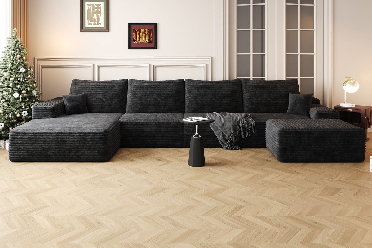 BERVIQO 135" Left Chaise Sofa with 1 Ottoman