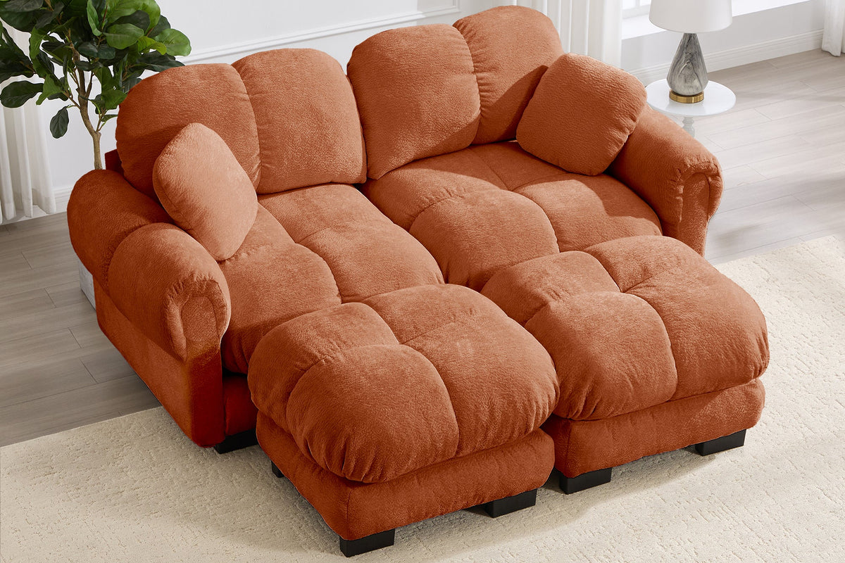 PRINCE 76" Loveseat With 2 Ottomans