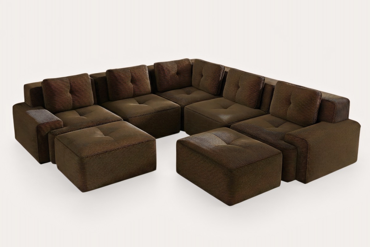 CORDELIA 116" 5-Seater Sectional with 2 Ottomans
