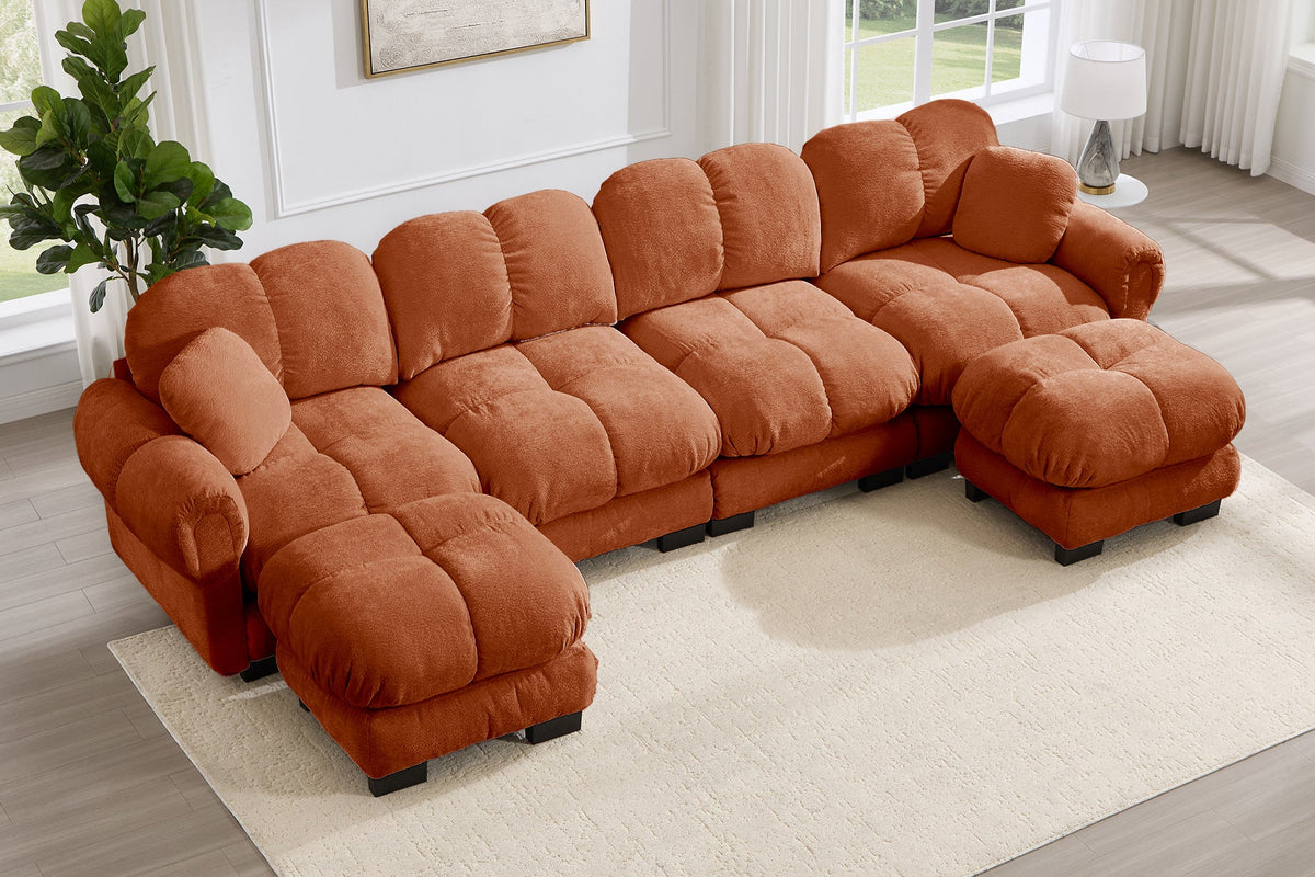 PRINCE 131" 4-Seater Sofa With 2 Ottomans