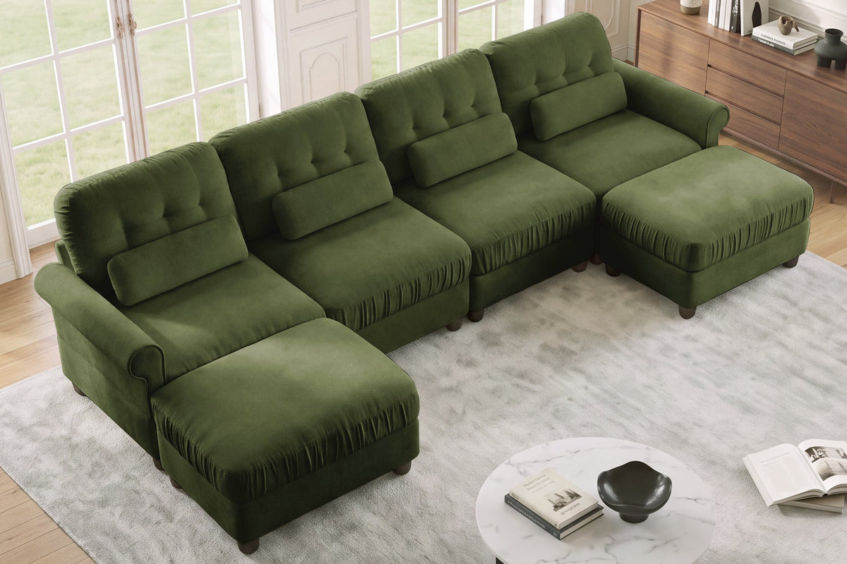 MELBOURNE 126" 4-Seater Sofa with 2 Ottomans