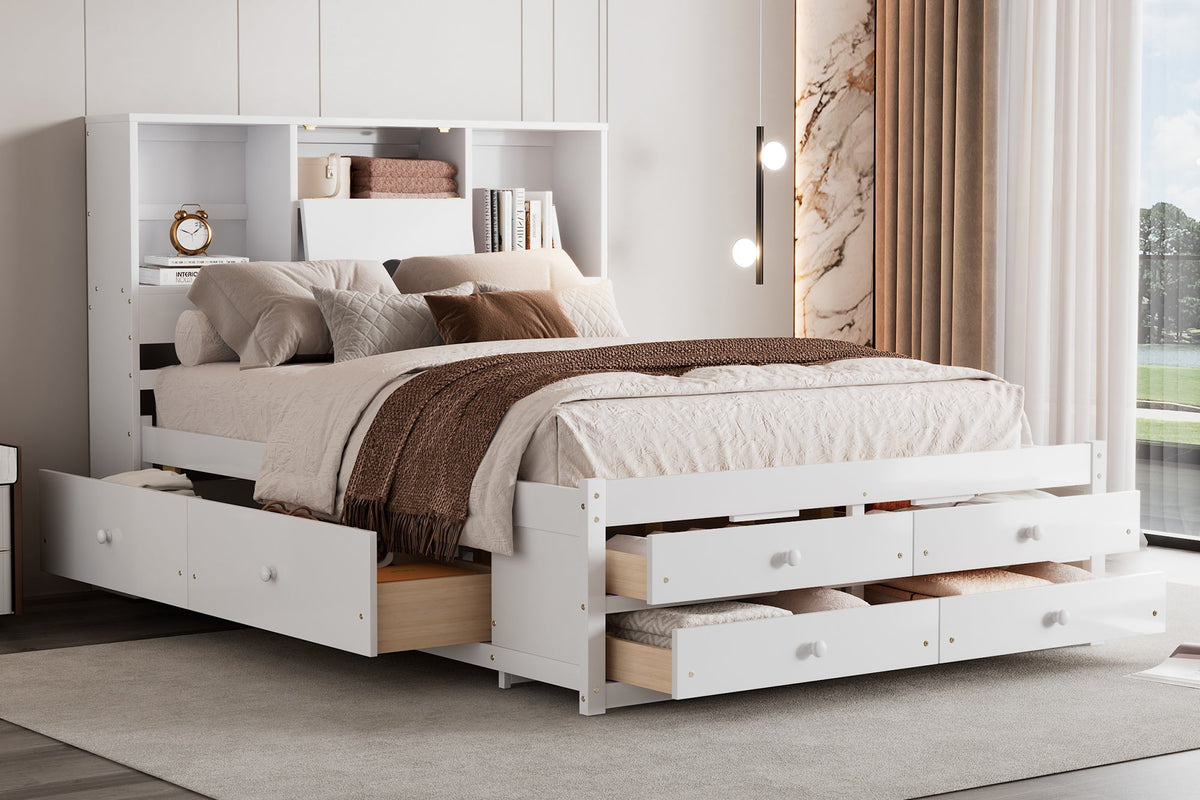 TOVARIX Queen Size Bed Frame with Storage