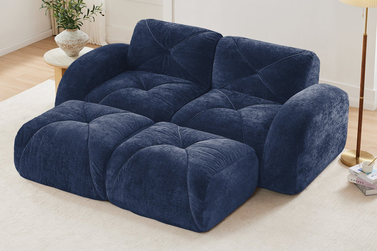 MYLO 80" Loveseat with 2 Ottomans