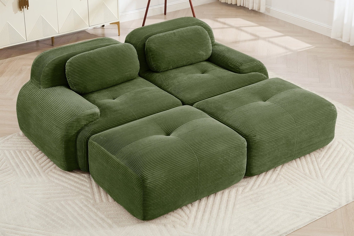 MIA 82&#39;&#39; Loveseat with 2 Ottomans