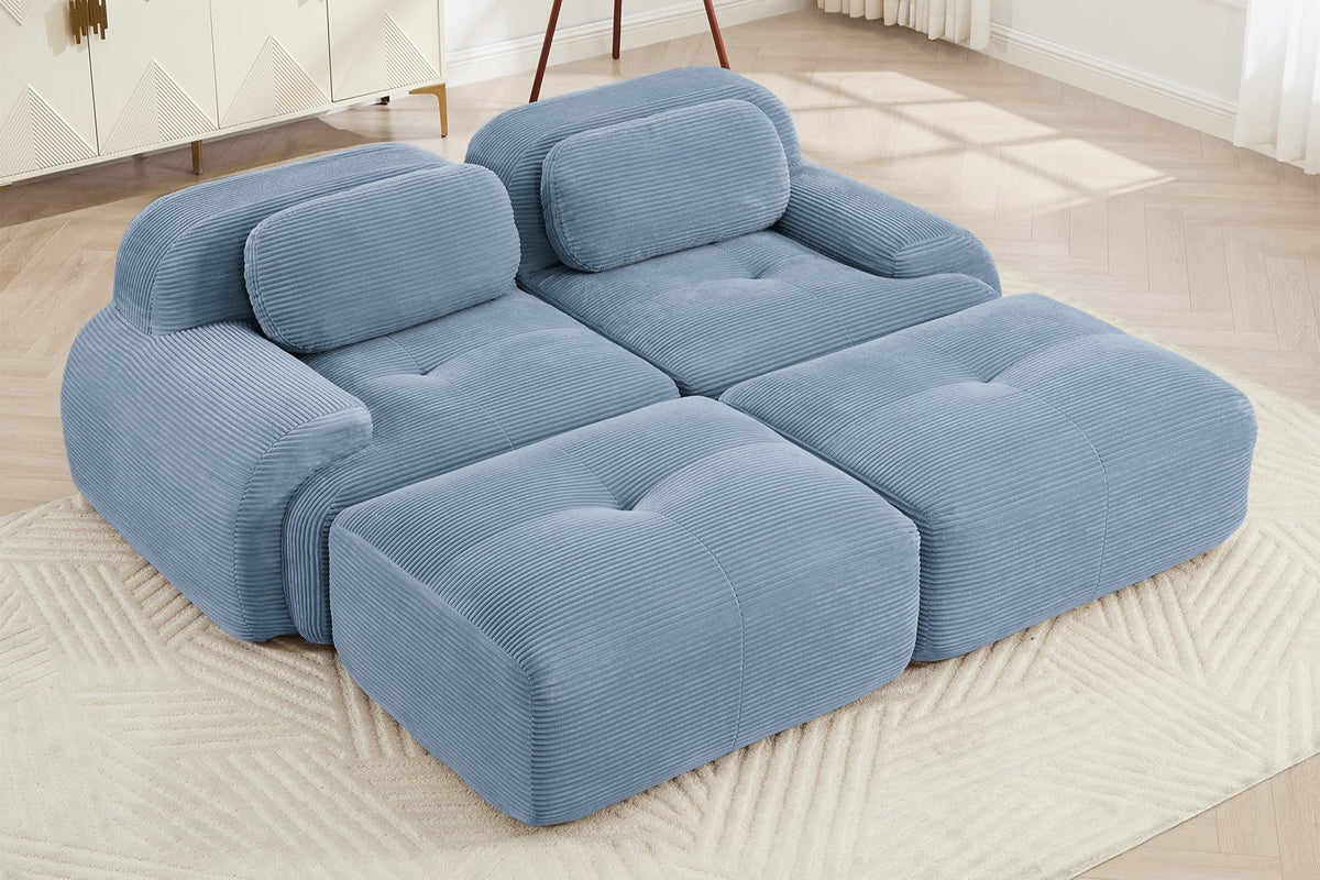 MIA 82&#39;&#39; Loveseat with 2 Ottomans